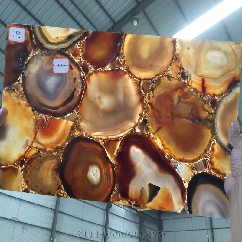 Translucent Browne Bronze Color Agate Backlit Semiprecious Stone Slabs
