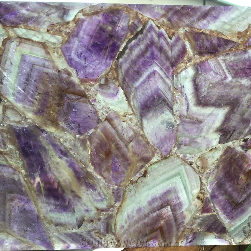 Translucent Lilac Purple Genstone Agate Onyx Slabs Purple Gem Stone