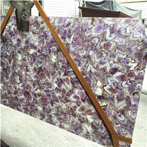 Translucent Lilac Purple Genstone Agate Onyx Slabs Purple Gem Stone