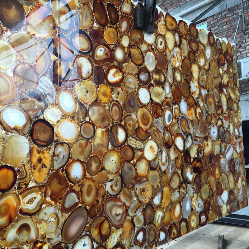 Translucent Luxurious Interior Decoration Agate Stone Yellow Gemstone