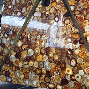 Translucent Luxurious Interior Decoration Agate Stone Yellow Gemstone