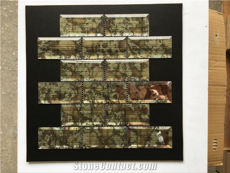 Modern Kitchen Glass Mosaic Pattern, Marble Mosaic Pattern Glass Mosaic Tile, Wave Grey Mosaic, Polished Surface, Garden & Balcony Wall Mosaic Tile