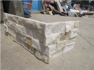 Beige Slate More Yellow Less Grey Rectangle Nature Cultured Stone Wall Veneer,Ledger Stone Veneer,Stacked Stone Veneer for Wall Cladding, Veneer Corner