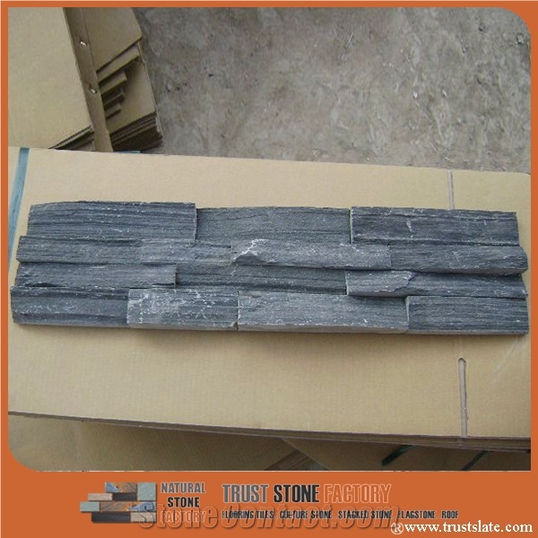 Black Slate Waterfall Dripstone Cladding,Culture Stone,Wall Covering,Fireplace Decoration,Stacked Stone
