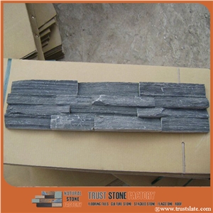 Black Slate Waterfall Dripstone Cladding,Culture Stone,Wall Covering,Fireplace Decoration,Stacked Stone