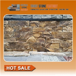 Brown Copper Quartzite Stacked Stone Wall Tiles