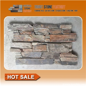 Brown Quartzite Panels Decor,Cultured Stone,Stacked Stone,Ledge Stone Corner,Wall Cladding