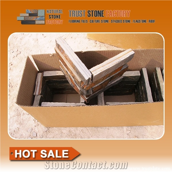 Brown Quartzite Panels Decor,Cultured Stone,Stacked Stone,Ledge Stone Corner,Wall Cladding