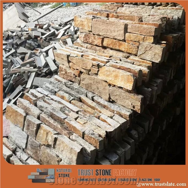 Copper Quartzite Panel Decor Wall Cladding,Cultured Stones Ledges Stone Veneer,Wall Cladding Stone