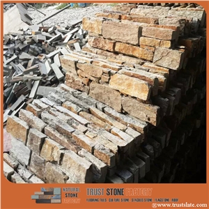 Copper Quartzite Panel Decor Wall Cladding,Cultured Stones Ledges Stone Veneer,Wall Cladding Stone
