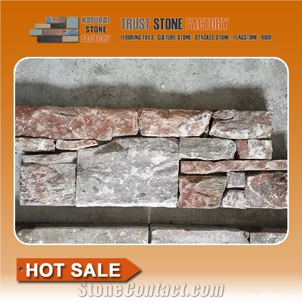 Culture Stone,Brown Quartzite Veneer Panel Ledge Stone,Stacked Stone,Wall Cladding Stone,Fireplace Decoration,