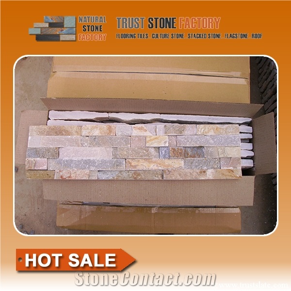 Culture Stone,Brown Quartzite Veneer Panel Ledge Stone,Stacked Stone,Wall Cladding Stone,Fireplace Decoration,