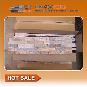 Culture Stone,Brown Quartzite Veneer Panel Ledge Stone,Stacked Stone,Wall Cladding Stone,Fireplace Decoration,