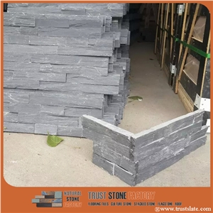 Culture Stone,Gray Slate Ledge Stone Corner,Wall Covering,Stacked Stone,Fireplace Decorative