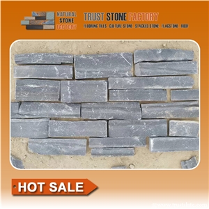 Cultured Stone Cladding Price,Grey Black Quartzite Stacked Stone,Panel Decor,Wall Covering Ledgestone,On Sale China