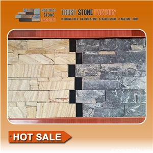 Desert Yellow Sandstone Grey Quartzite Wall Tiles Desert Yellow Sandstone Grey Quartzite Wall Tiles