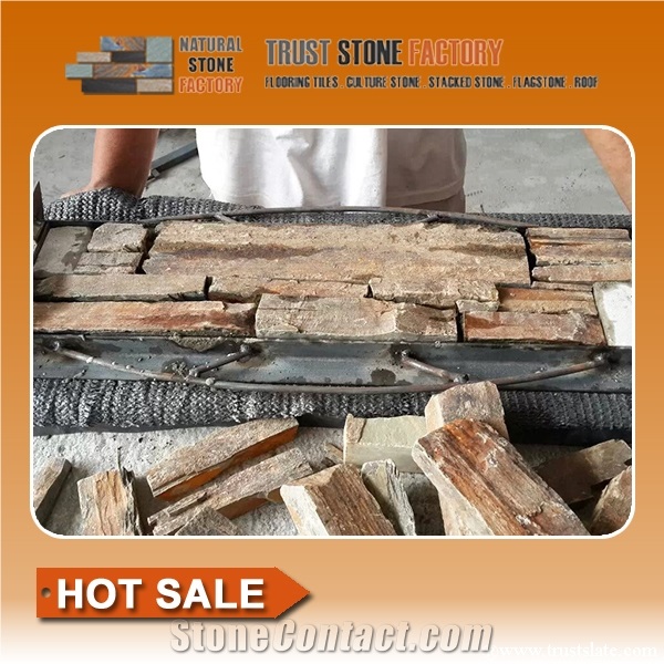 Golden Slate Stacked Stone Wall Tiles
