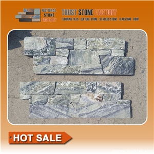 Green Quartzite Slate Stone Wall Tile,Exteria Stone Wall Veneer,Wall Fireplace Decoration