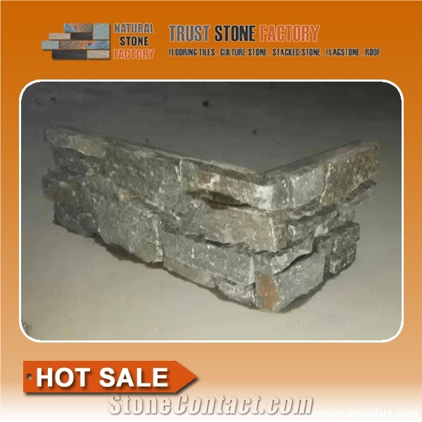 Ledge Stone Corner,Gray Brown Quartzite Ledgestone,Wall Cladding Stone,Fireplace Decoration,On Sale China