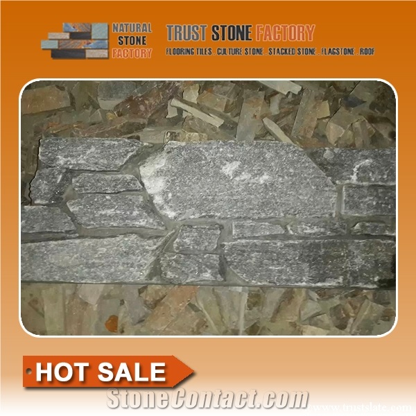 Ledge Stone Corner,Gray Brown Quartzite Ledgestone,Wall Cladding Stone,Fireplace Decoration,On Sale China