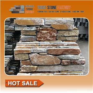 Multicolor Stacked Stone Veneer,Quartzite Stacked Stone Fireplace,Real Stacked Stone from China