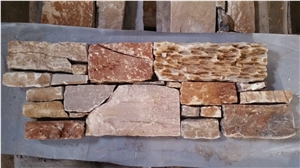 Multicolor Stacked Stone Wall,Quartzite Stacked Stone Veneer,Wall Fireplace Decoration