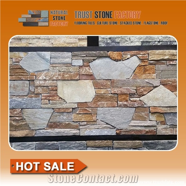 Multicolor Stone Wall Panels Fireplace,Quartzite Stone Wall Landscaping,Exteria Stone Wall Veneer