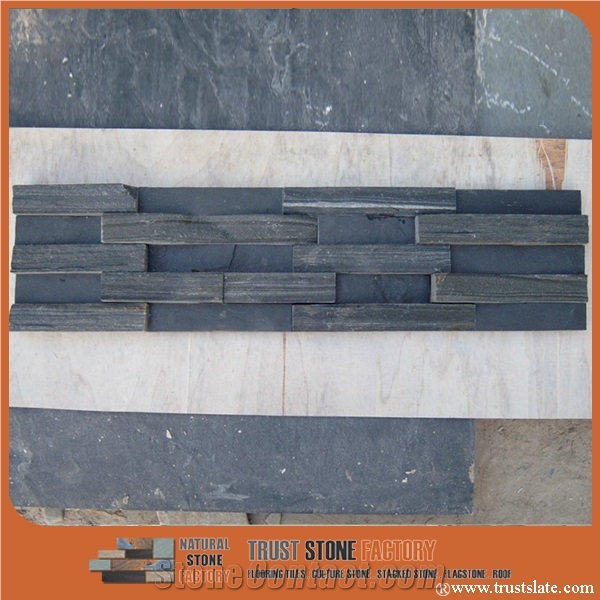 Rough Rockface Ledgestone,Grey Black Slate Stone Veneer,Cultured Stone Facade,Stacking Stone Panel,Wall Covering Stone,Fireplace Ledgestone