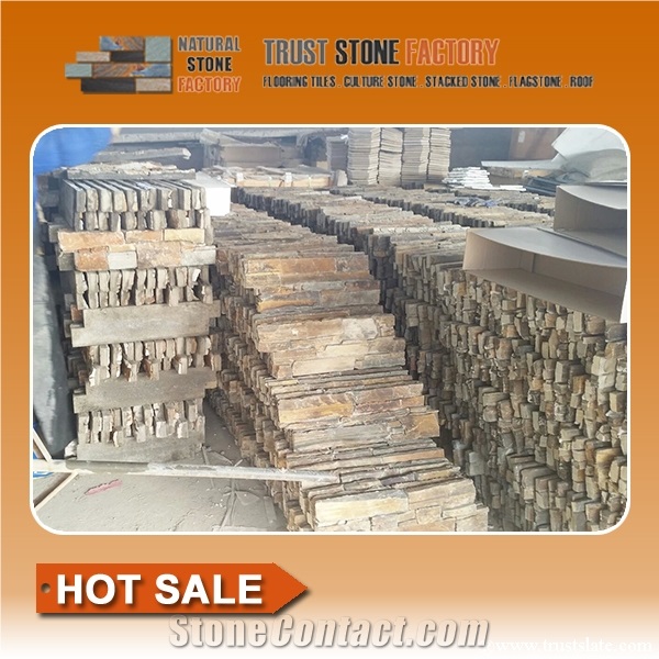 Rust Quartzite Ledge Stone Siding,Cultural Stone Facade,Stacked Stone Veneer Wall Panels