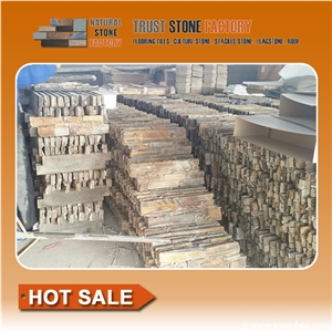 Rust Quartzite Ledge Stone Siding,Cultural Stone Facade,Stacked Stone Veneer Wall Panels