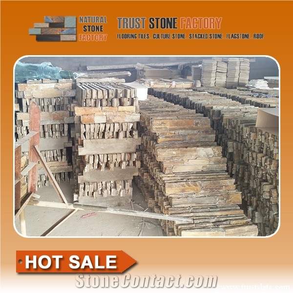 Rust Quartzite Ledge Stone Siding,Cultural Stone Facade,Stacked Stone Veneer Wall Panels