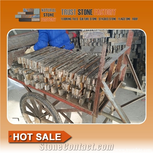 Rust Quartzite Ledge Stone Siding,Cultural Stone Facade,Stacked Stone Veneer Wall Panels