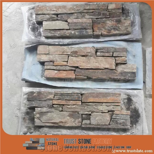 Rust Quartzite Panels Decor,Ledge Stone Veneer,Stacked Stone Wall Cladding,Culture Stone Wall Panel