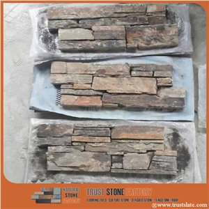 Rust Quartzite Panels Decor,Ledge Stone Veneer,Stacked Stone Wall Cladding,Culture Stone Wall Panel