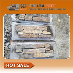 Rust Quartzite Panels Decor,Ledge Stone Veneer,Stacked Stone Wall Cladding,Culture Stone Wall Panel