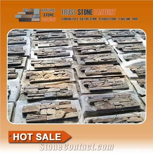 Rusty Quartzite Panels Decor Ledgestone,Cultured Stone Cladding Price,Stacked Stone Veneer