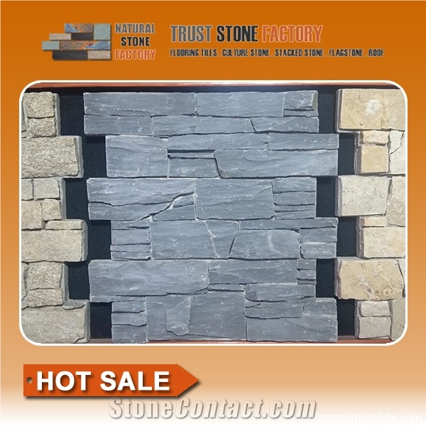 Slate Cultured Stone,Blue Gray Slate Ledgestone,Stone Wall Veneer Stone,Fireplace Decoration