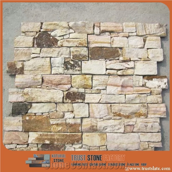Yellow Golden Sandstone Ledgestone Panel Veneer