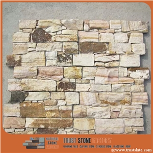 Yellow Golden Sandstone Ledgestone Panel Veneer