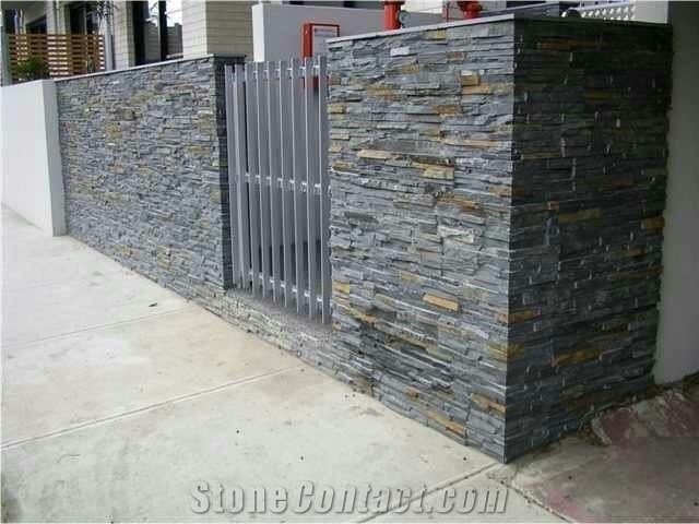 Black Landscaping Stone,Dark Grey Quartzite Cultured Stone,Wall Cladding Quartzite