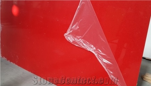 High Quality Crystal Red Quartz Slabs
