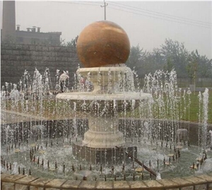 Outdoor Natural Stone Floating Rolling Ball Fountain for Sale