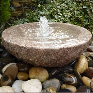Pink Granite Babbling Bowl Pink Water Feature Kit
