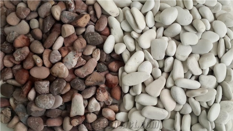 Red and White Pebble, River Stone, Mixed Pebble Stone