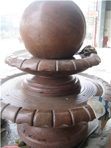 Red Granite Floating Ball Fountains, Rolling Sphere Fountains