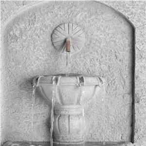 White Granite Two Tier Outdoor Pouring Wall Fountain
