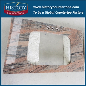 2017 Best Selling Different Types Natural Stone Cut to Size,India Multicolor Red Granite Bathroom Countertops,High Polished Vanity Tops