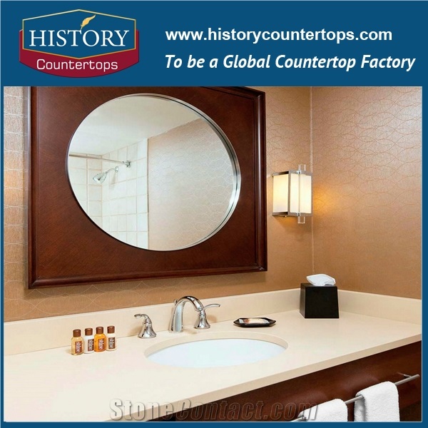 2017 China Premium Grade Wholesale Kamari Quartz Polished Bathroom Countertops,Beige Color Artificial Stone,Solid Surface Vanity Top