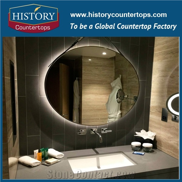 2017 Grey Concrete Quartz Countertops Artificial Durable Stone, Economical Choice Popular in Bathroom Counter Tops Style for Custom Hospitality & Multi-Family Projects