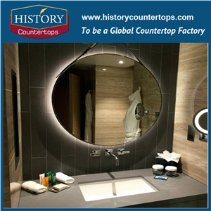 2017 Grey Concrete Quartz Countertops Artificial Durable Stone, Economical Choice Popular in Bathroom Counter Tops Style for Custom Hospitality & Multi-Family Projects